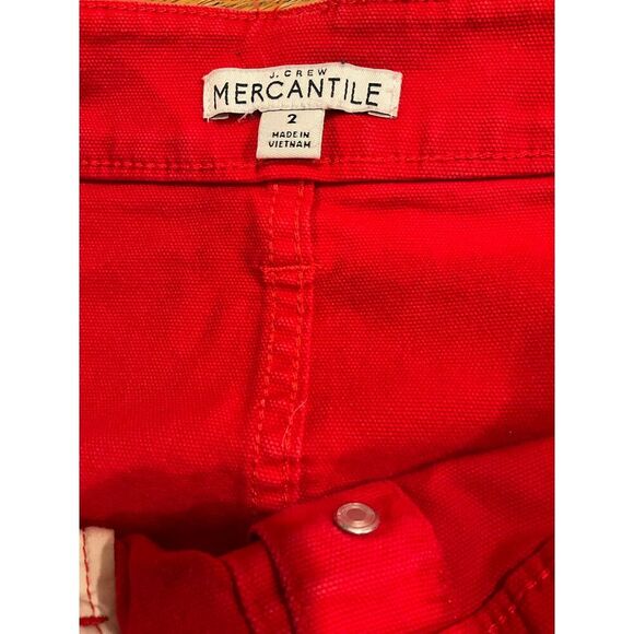 J Crew Mercantile Red Button Front A-Line Mini Skirt Casual Summer Cotton Size 2 - Picture 3 of 5